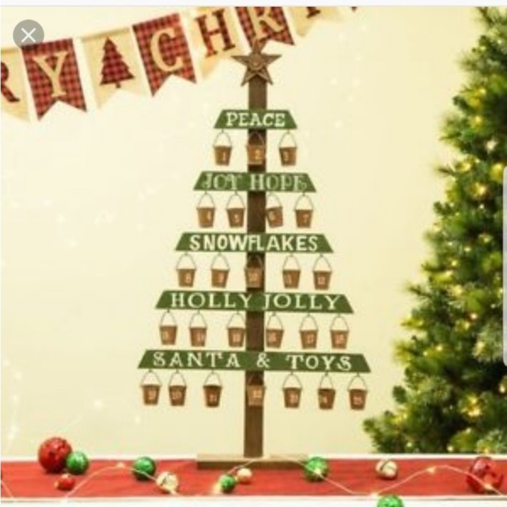 NiB Glitzhome Wooden Advent Christmas Tree Calendar.